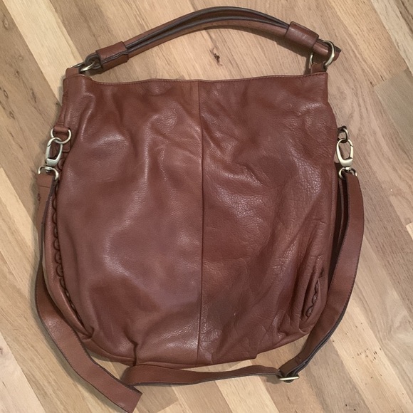 ISABELLA Fiore Brown Leather Embroidered Satchel Crossbody Shoulder Bag Purse - Picture 6 of 16